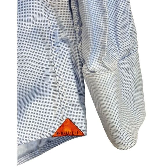 Bruli | Mens Blue White Long Sleeve Button Down Collar Dress Shirt 42 - Picture 5 of 7
